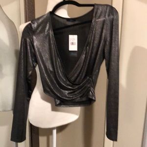 Black silver cropped top